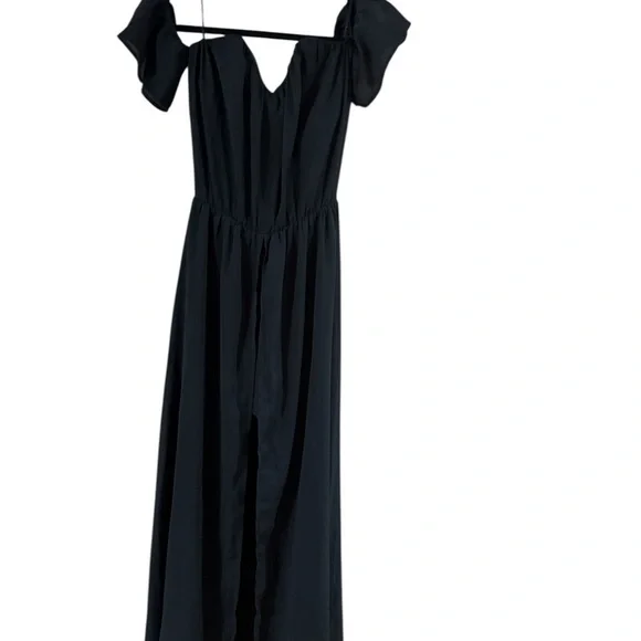 Francesca's Collections Black Off Shoulder Romper Sweetheart Neckline - Picture 8 of 9